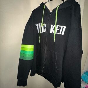 WICKED Full Zip Embroidered Hoodie green and black graphic size XXL